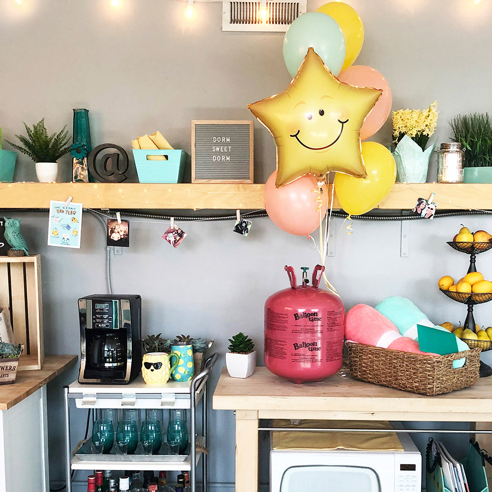 Dorm Sweet Dorm with smiling balloon