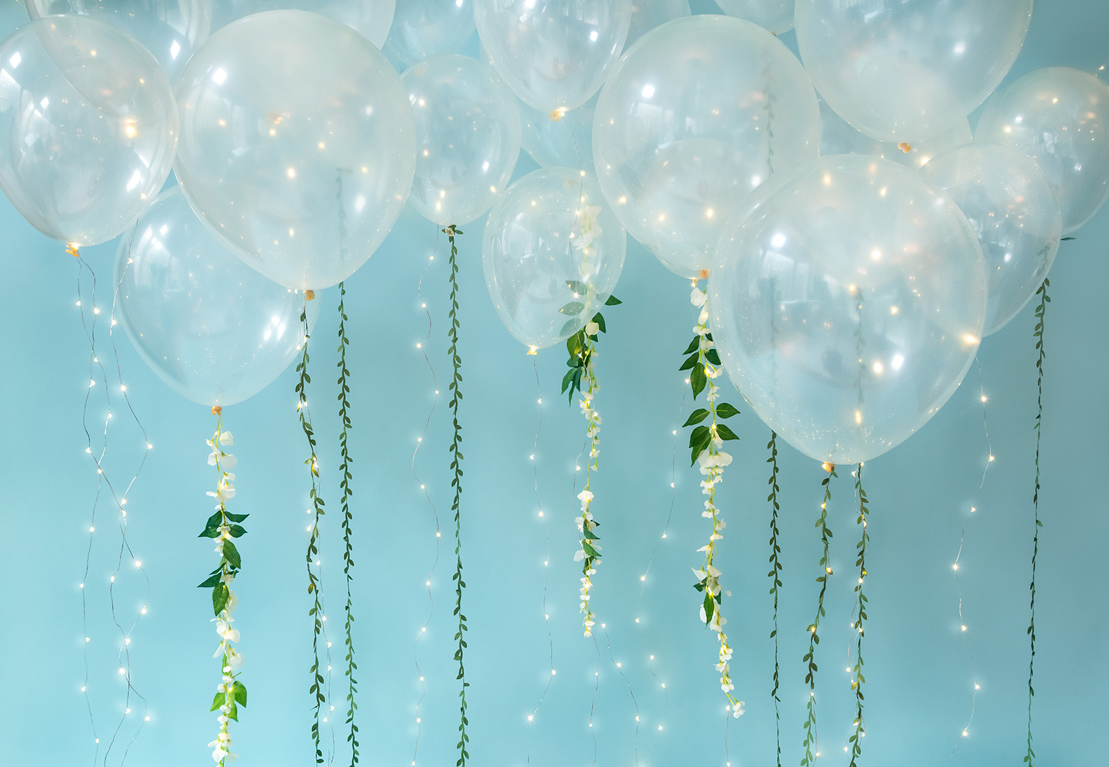 Decorative balloons with string lights