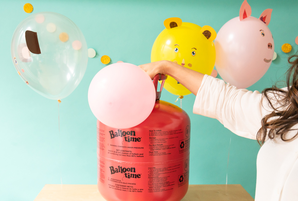 Inflating balloons for a kids craft