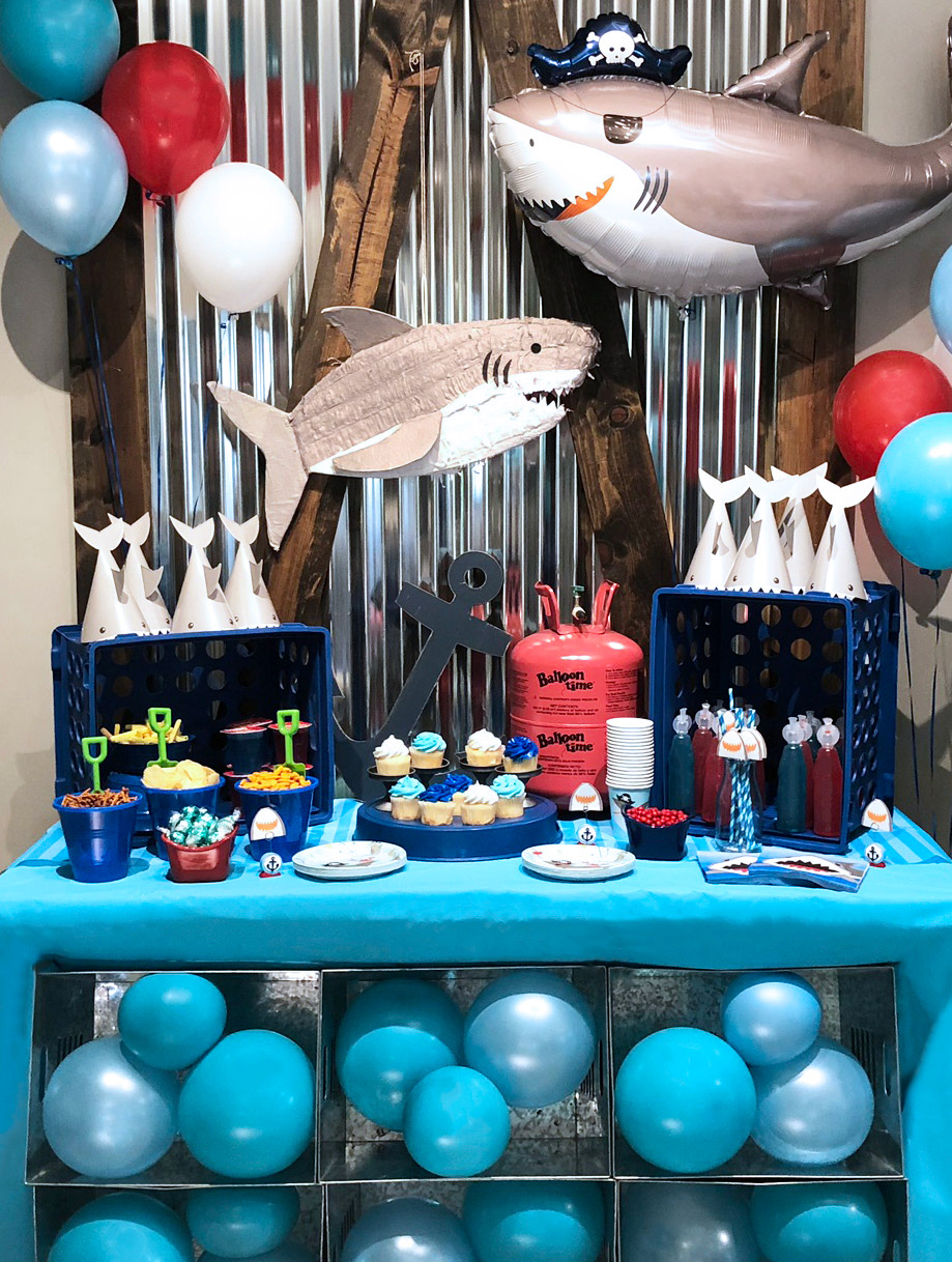 Shark themed birthday party decorations