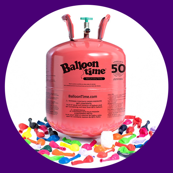 Balloon Time jumbo tank with assorted latex balloonsJumbo helium tank with assorted latex balloons