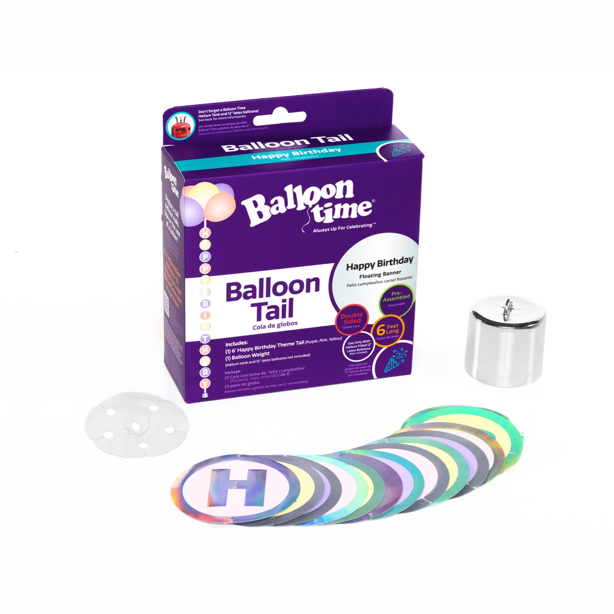 Pastel Birthday Balloon Tail Box with tail and weight